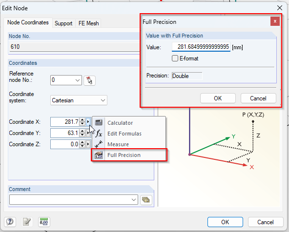 Exact node coordinates Exact node coordinates